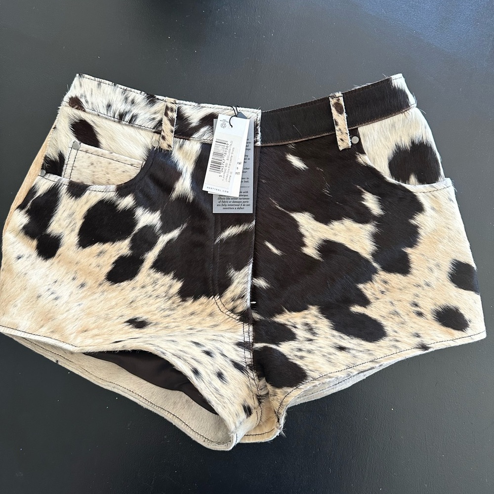 Nasty Gal High Waist Animal Print Shorts - Black and Cream